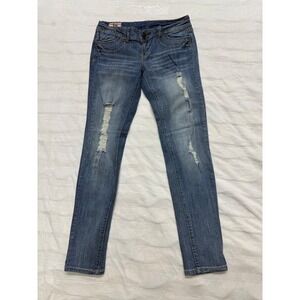 1st Love Denim Jeans Distressed Ripped Blue Skinny Fit Women size 30